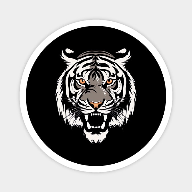 Majestic tiger in black and white vector - 3 Magnet by UmagineArts